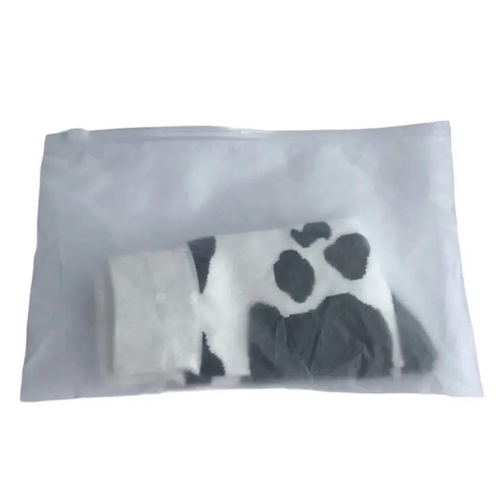Cow Printed Black & White Knit Crew Socks One Size